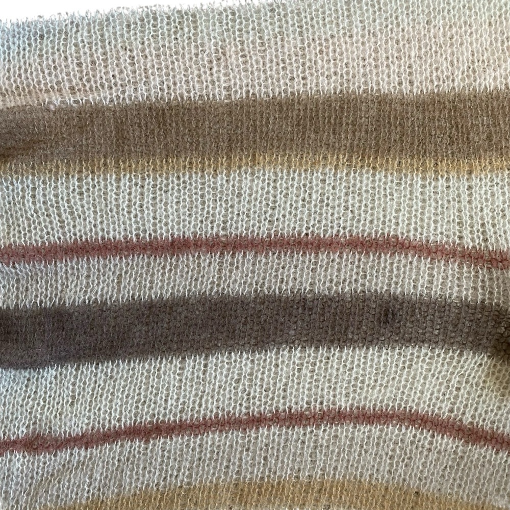 Love Stitch Loose Knit‎ Large Cream Brown Stripes Fairy Mohair Cardigan - Picture 5 of 8